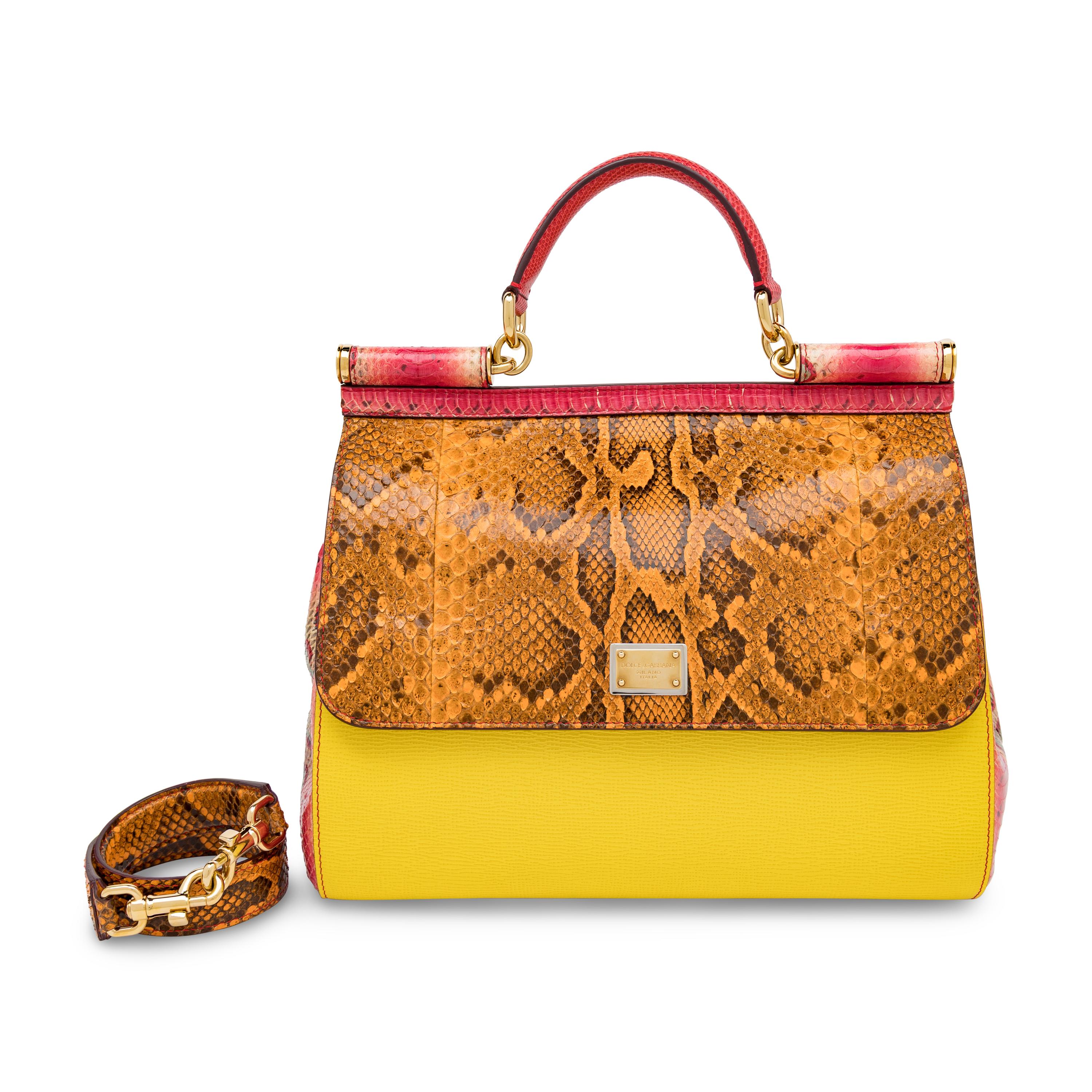 Dolce & Gabbana, Large Sicily Bag in Python & Leather