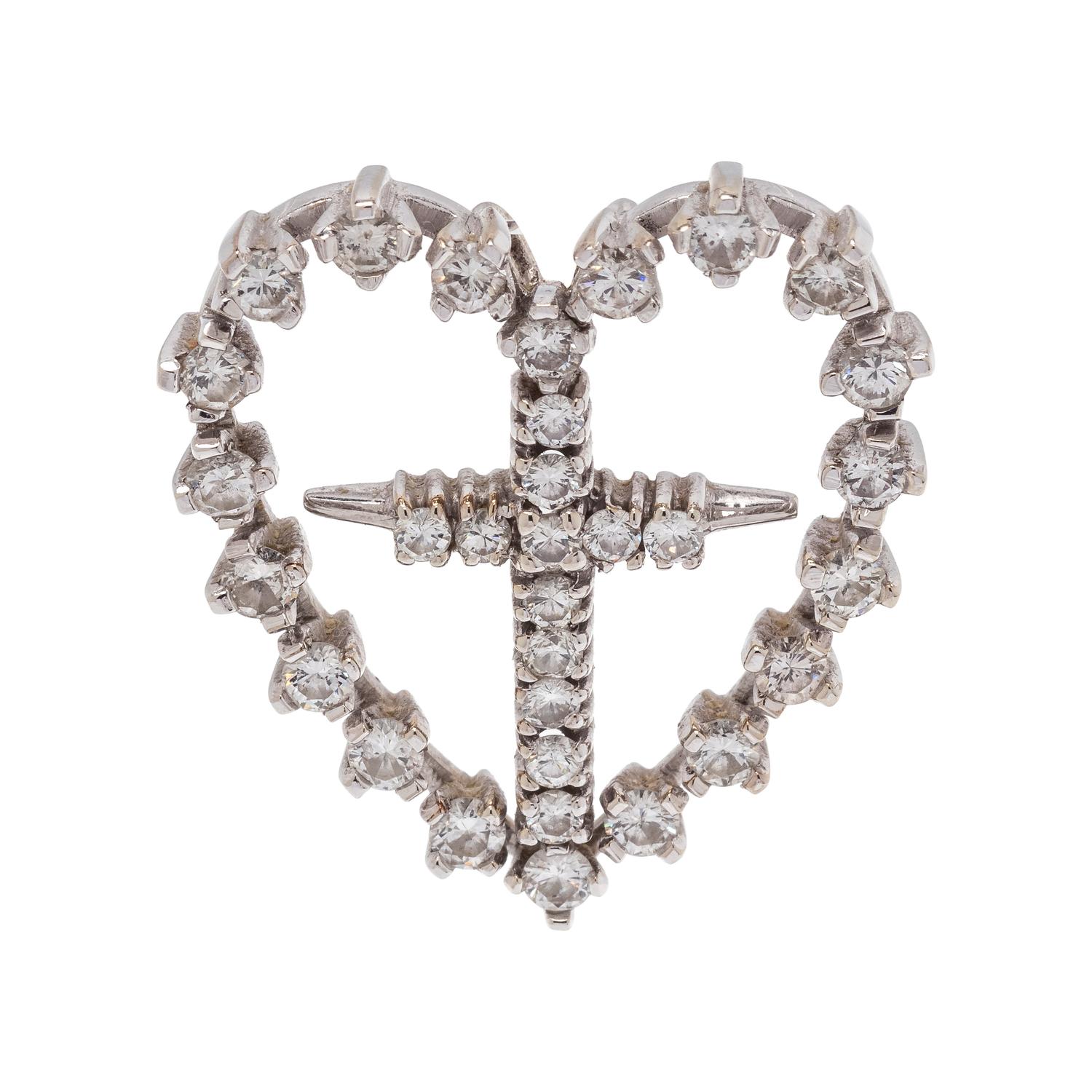 DIAMOND HEART AND CROSS PENDANT
