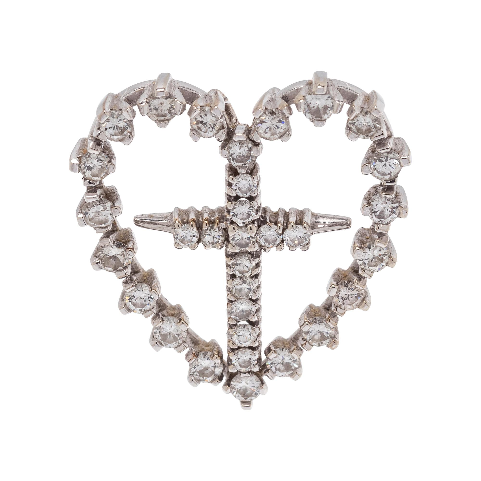 DIAMOND HEART AND CROSS PENDANT