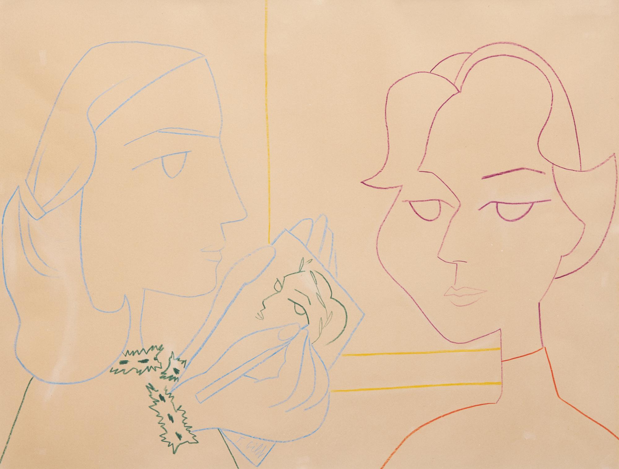 Françoise Gilot Making a Portrait of Claire Roy , 1953