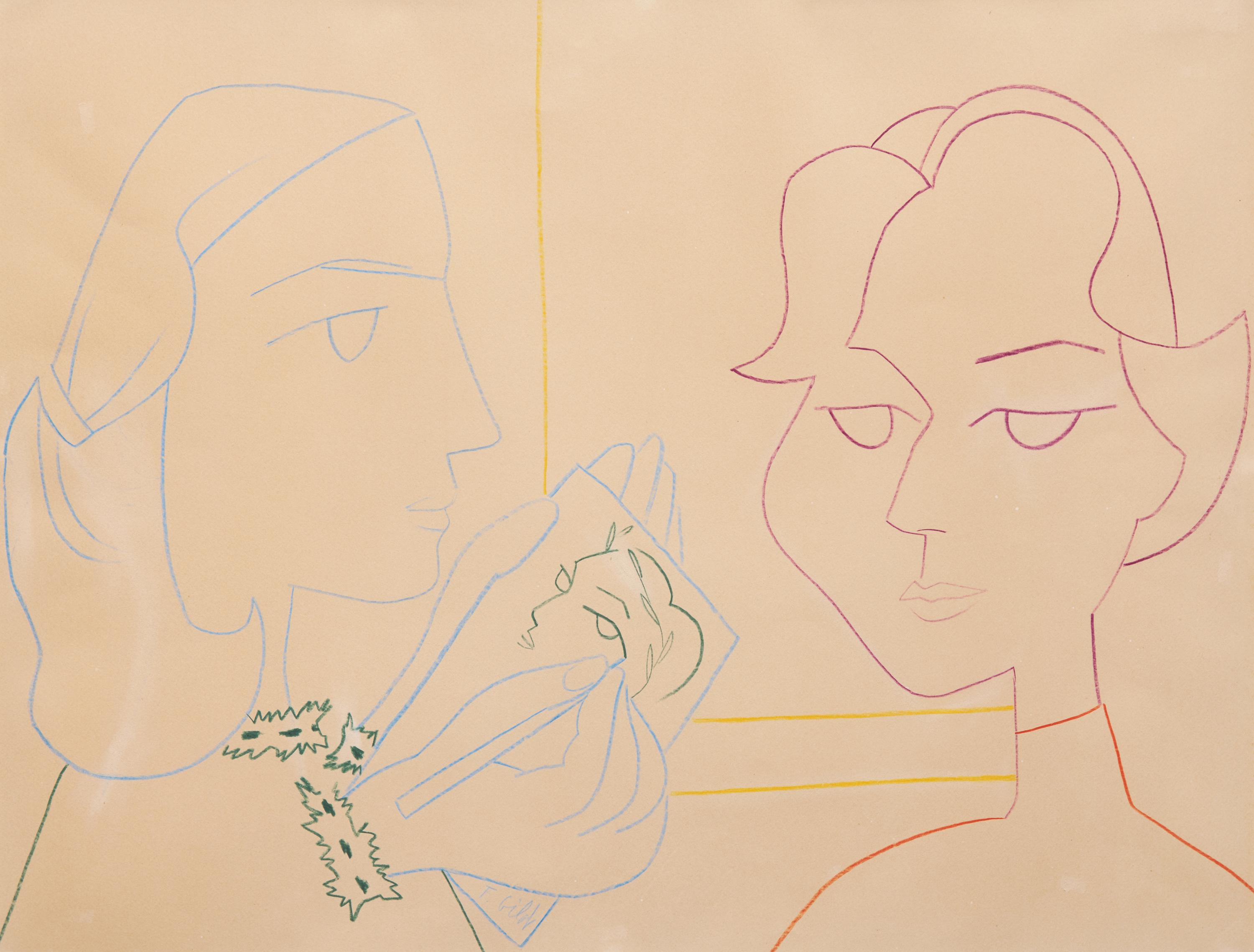 Françoise Gilot Making a Portrait of Claire Roy , 1953
