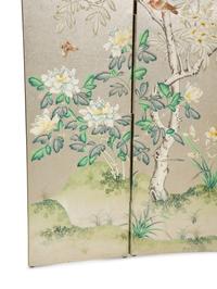 A Four-Panel Floor Screen with Silvered Wallpaper
