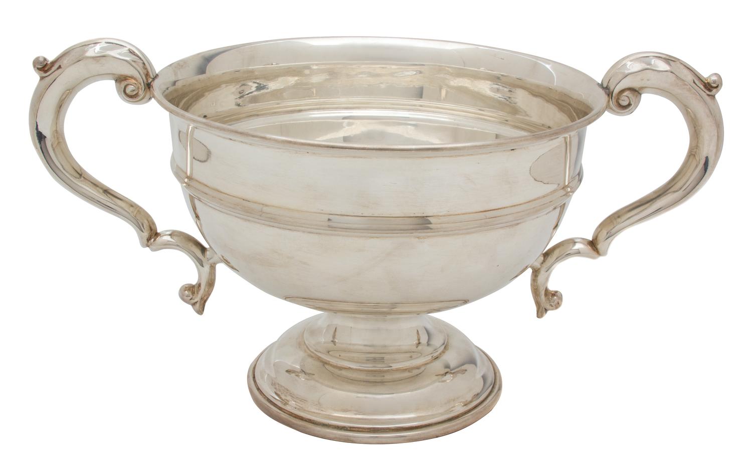A Silver-Plate Two Handle Loving Cup, 20TH CENTURY, having C scroll handles