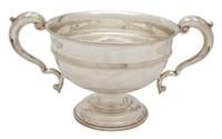 A Silver-Plate Two Handle Loving Cup, 20TH CENTURY, having C scroll handles