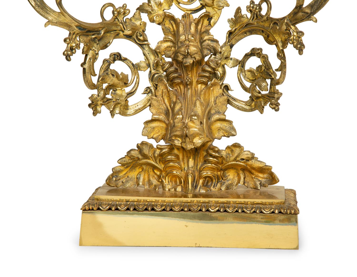 A Pair of American Gilt Bronze Three-Light Candelabra — 19TH CENTURY