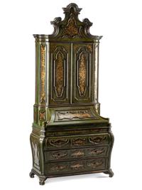 A Venetian Painted Secretary Bookcase