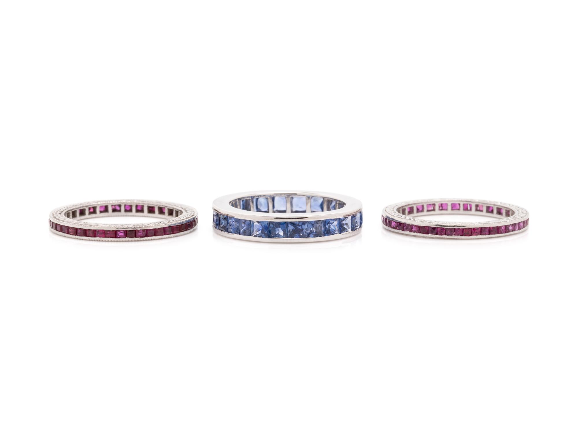 COLLECTION OF GEMSTONE ETERNITY BANDS