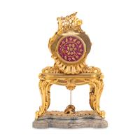 A Louis XV Style Gilt Bronze and Marble Table-Form Mantel Clock