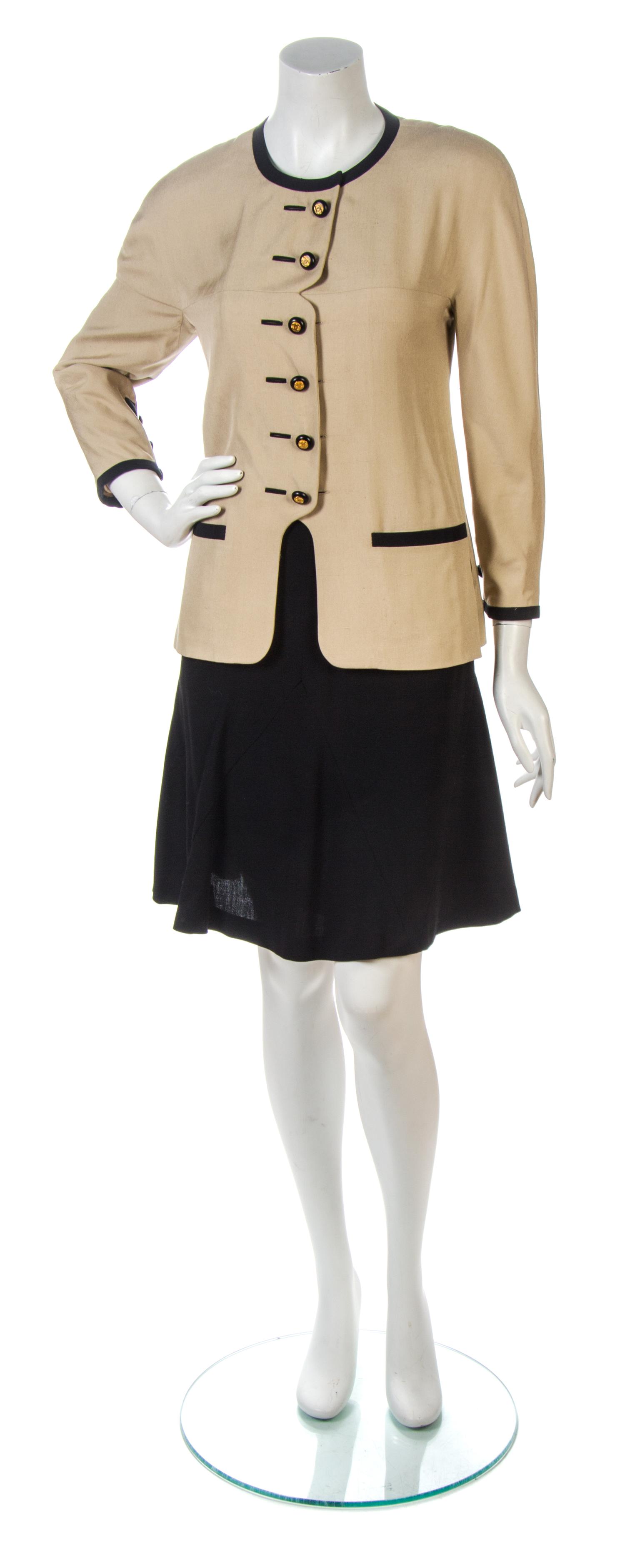 A Chanel Taupe Slubbed Silk Jacket, Jacket size 38.