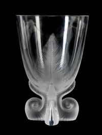 A Lalique Molded and Frosted Glass Vase Height 7 1/2 inches. — 20TH CENTURY