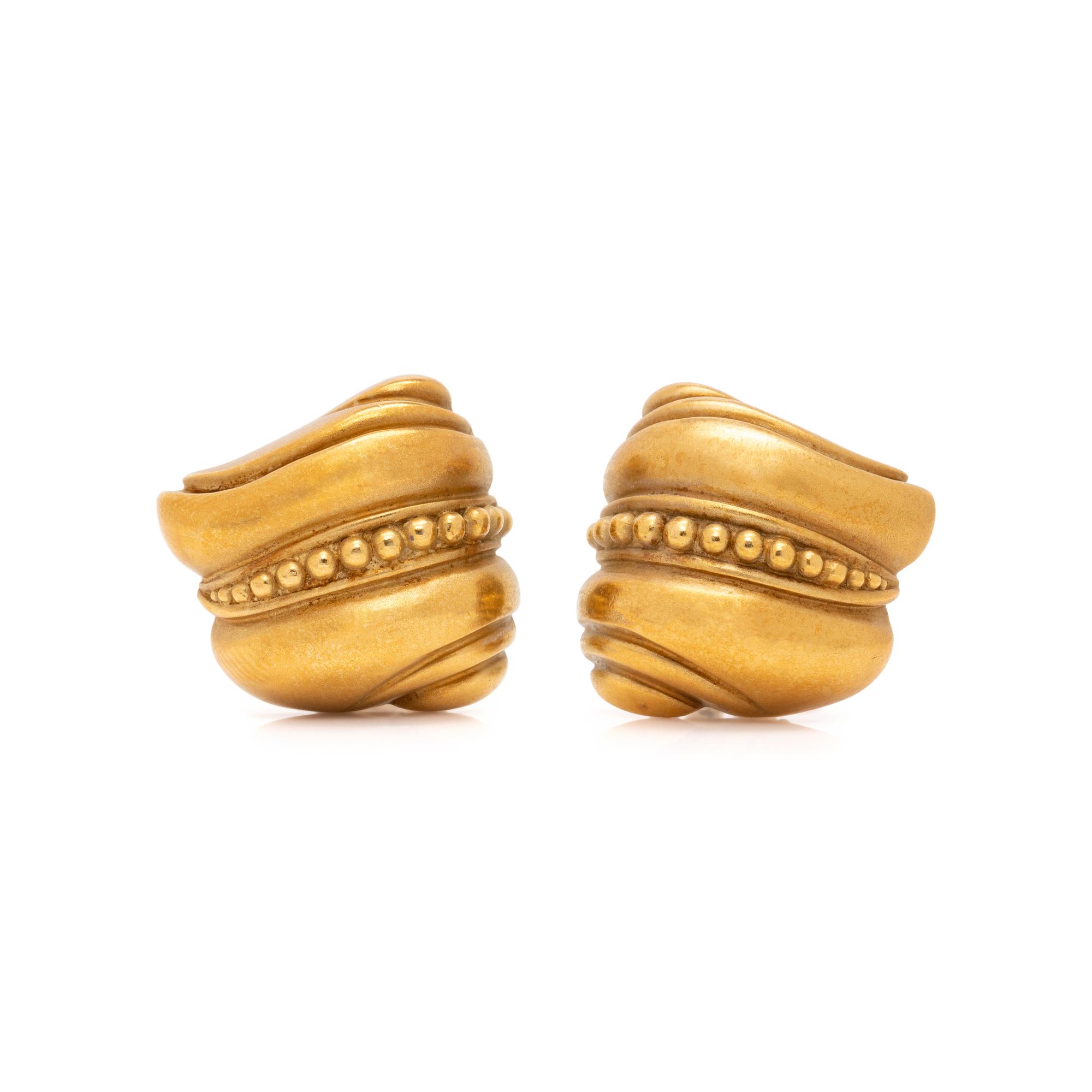 KIESELSTEIN-CORD, YELLOW GOLD EARCLIPS