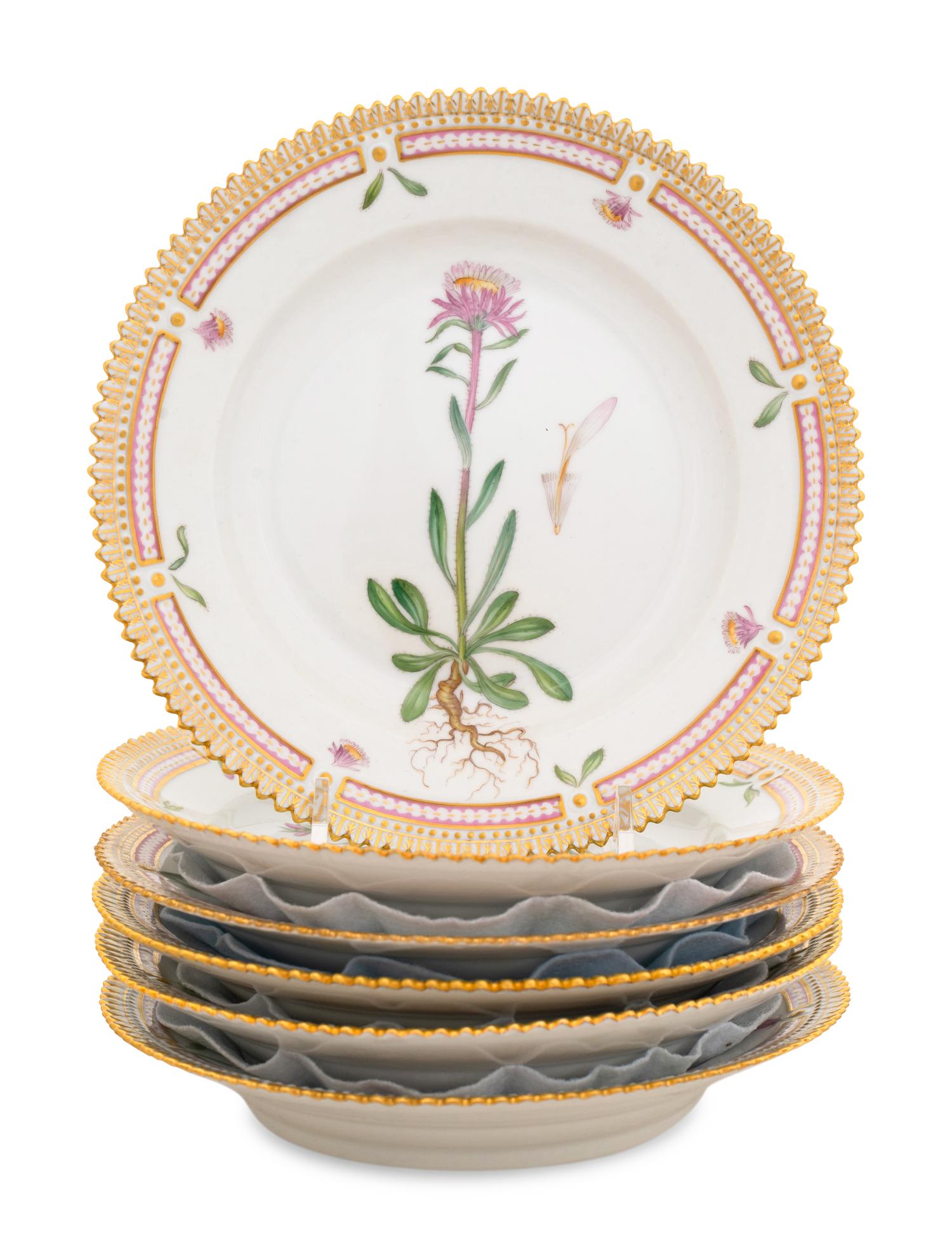 A Set of Six Royal Copenhagen Flora Danica Bowls