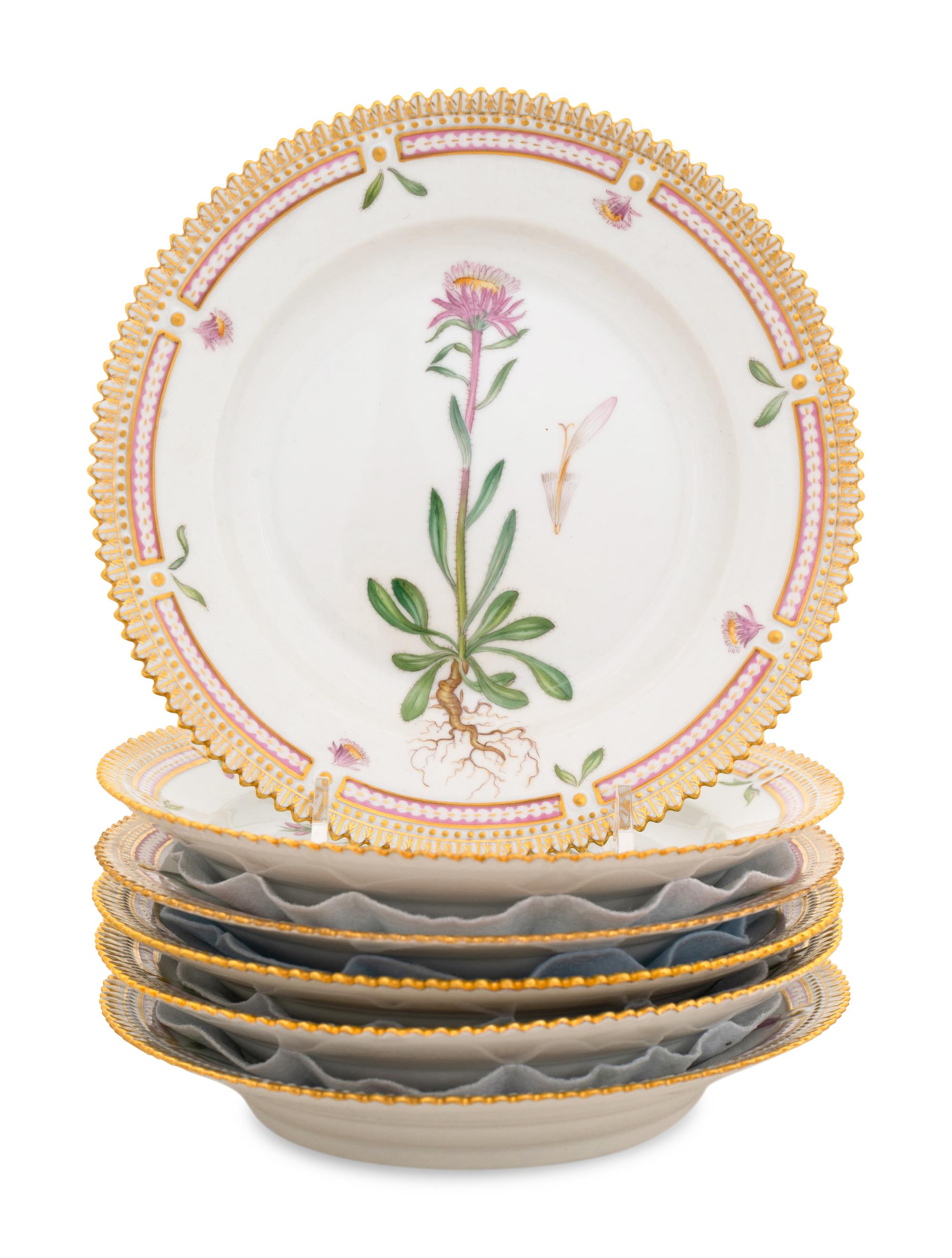 A Set of Six Royal Copenhagen Flora Danica Bowls