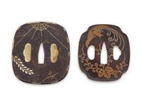 Two Japanese Mixed Metal Inlaid Tsuba