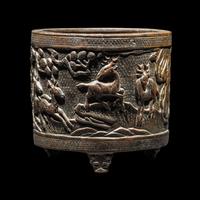 A Chinese Bronze 'Pine and Deer' Incense Burner 銅松鹿圖三足爐