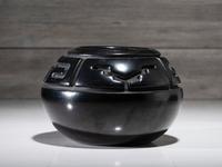 Carved Blackware Pottery Jar