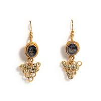 A Pair of Roman Gold, Glass, and Pearl Earrings