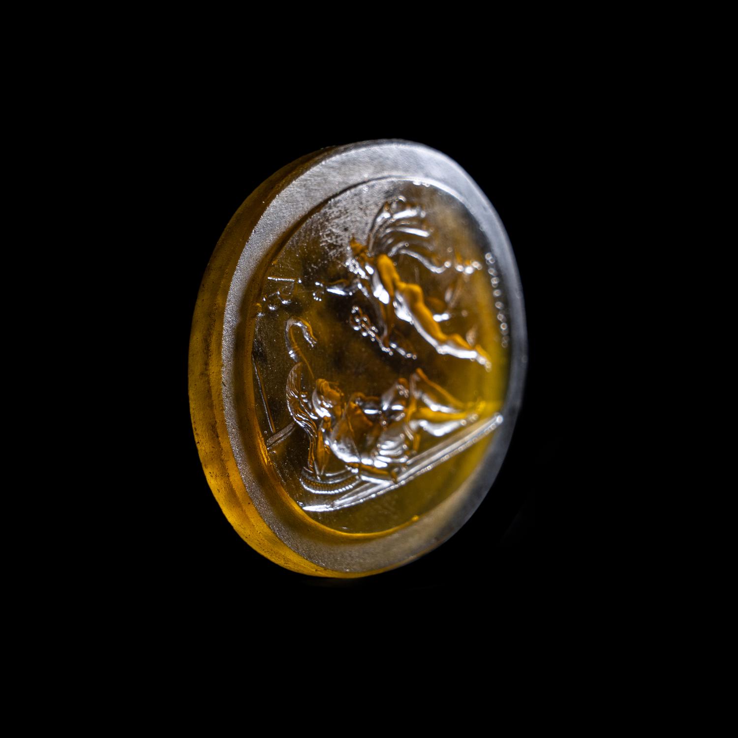 A Neoclassical Glass Intaglio with Mercury Warning Aeneas in His Sleep to Expedite His Departure