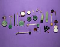 A Group of Chinese Hardstone Miniature Musical Instruments