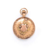 A 14 Karat Bicolor Gold Hunter Case Pocket Watch, Elgin,