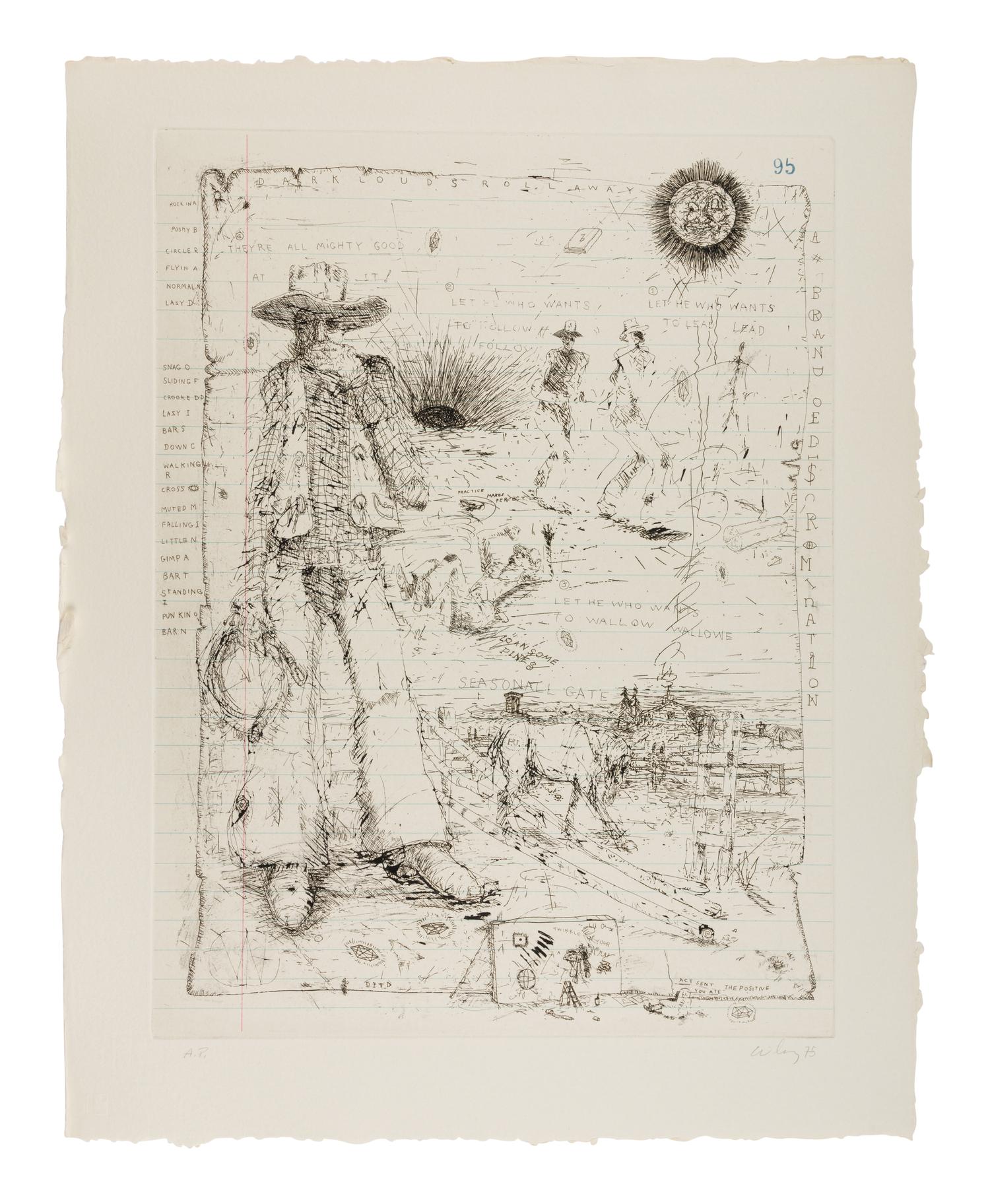 Landfall Press Etching Portfolio (complete portfolio of 6), 1975 Including works by Robert Cottingham, Claes Oldenburg, Philip Pearlstein, Christo, William Allen, and William T. Wiley.