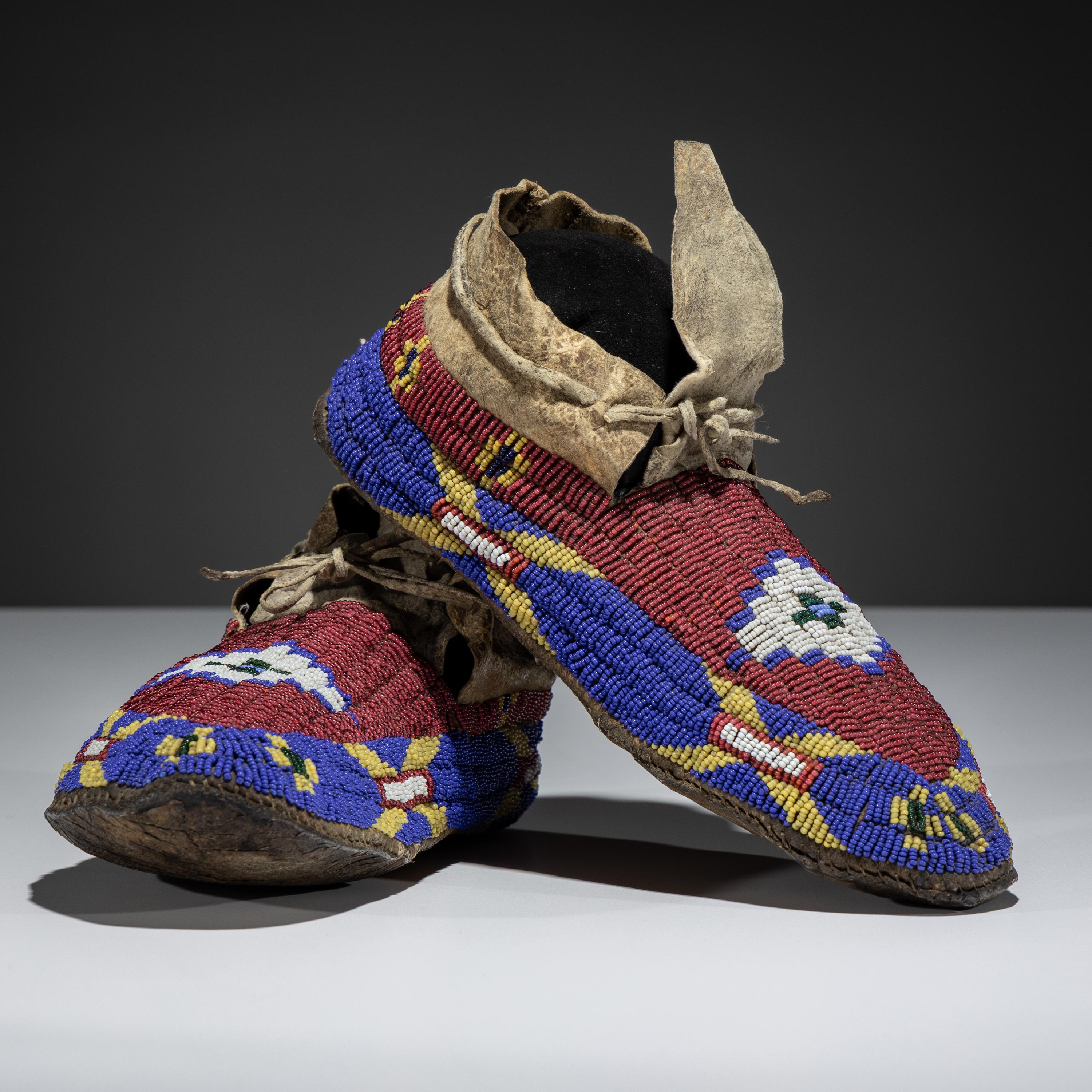 Sioux Beaded Buffalo Hide Moccasins