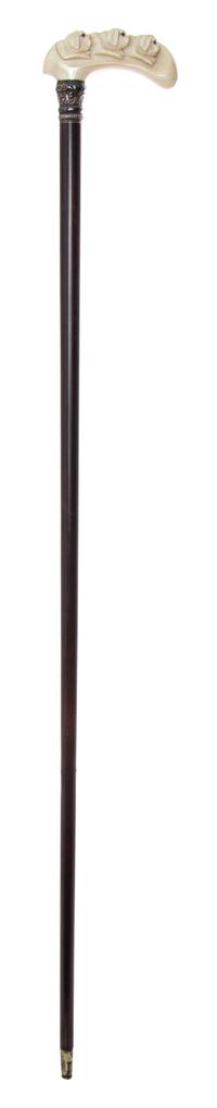 An American Ivory Handled Cane, Length of handle 4 1/2 x length overall 38 inches.