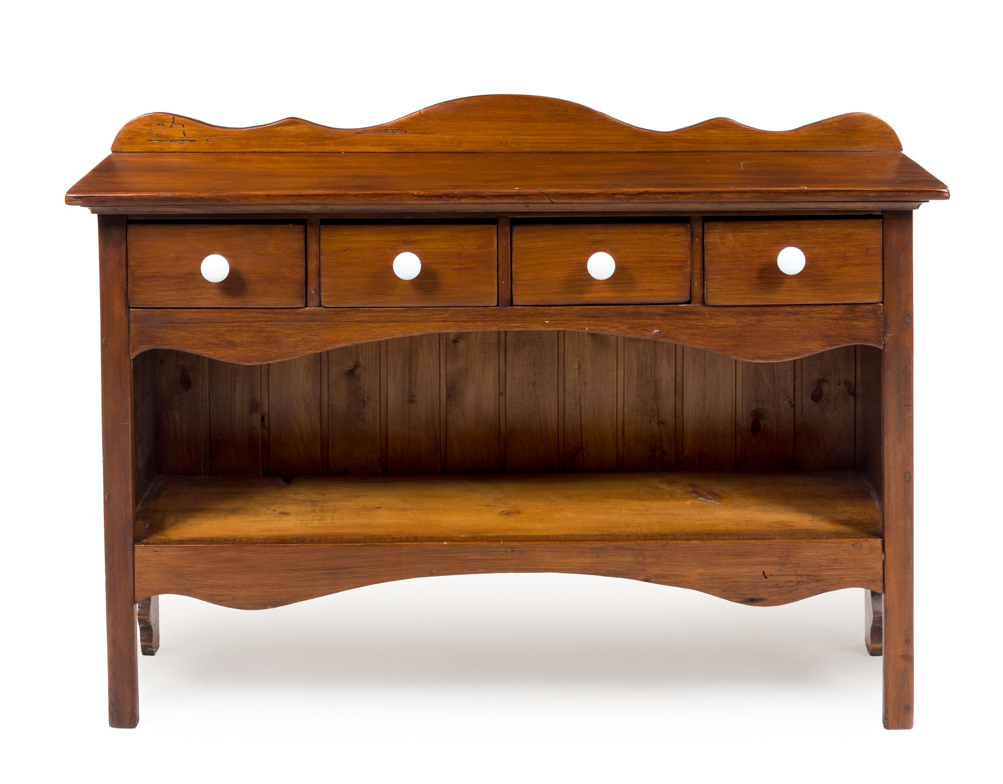An American Cherry Work Table Height 33 1/4 x width 46 3/4 x depth 11 5/8 inches. — 19TH CENTURY