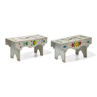 A Pair of Paint-Decorated Stools