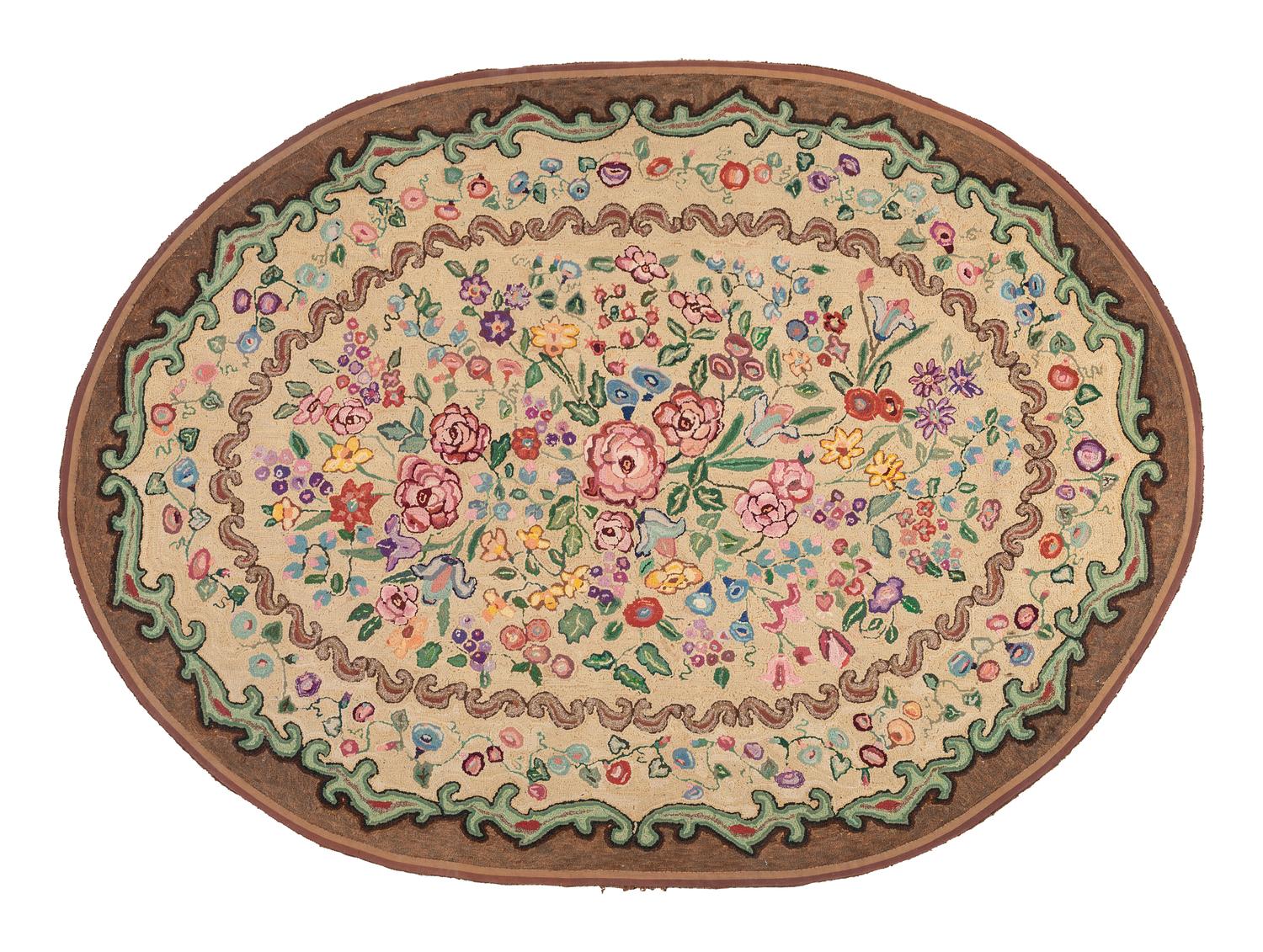 A Floral Hooked Rug