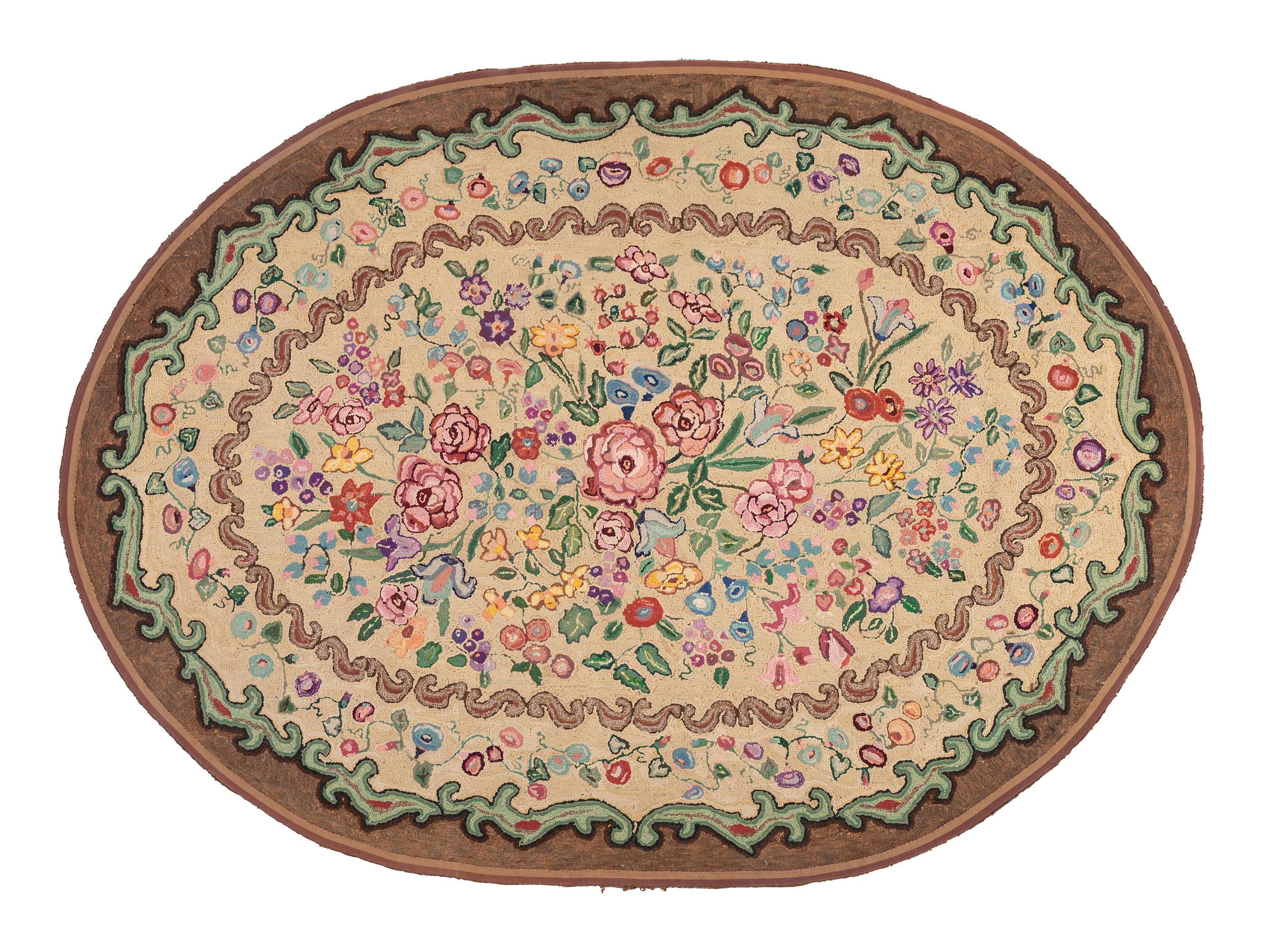 A Floral Hooked Rug