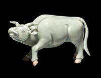 A Japanese Hirado Celadon Glazed Porcelain Water Buffalo-Form Water Dropper