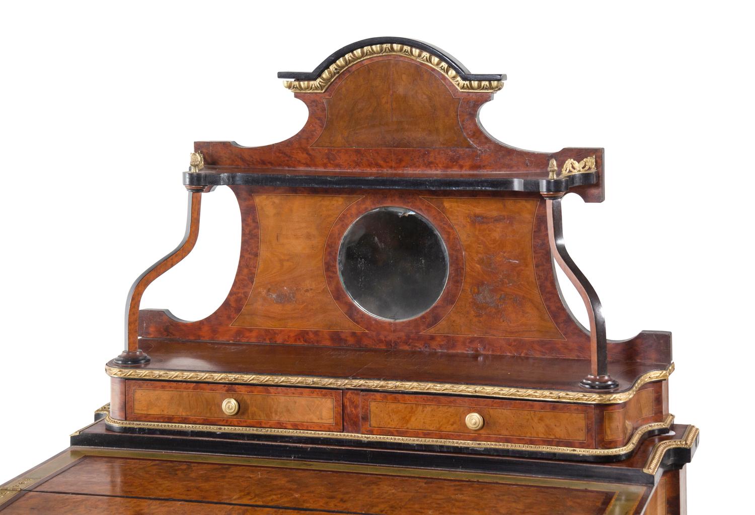 A Napoleon III Style Gilt Bronze Mounted Burlwood and Parcel Ebonized Étagère Table