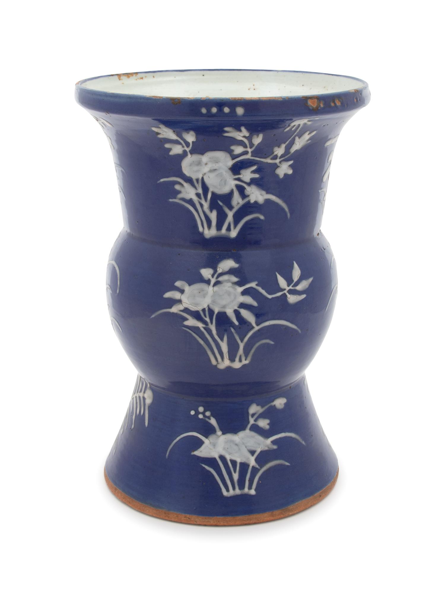 A Chinese Glazed Terracotta Gu-form Vase — 19TH CENTURY