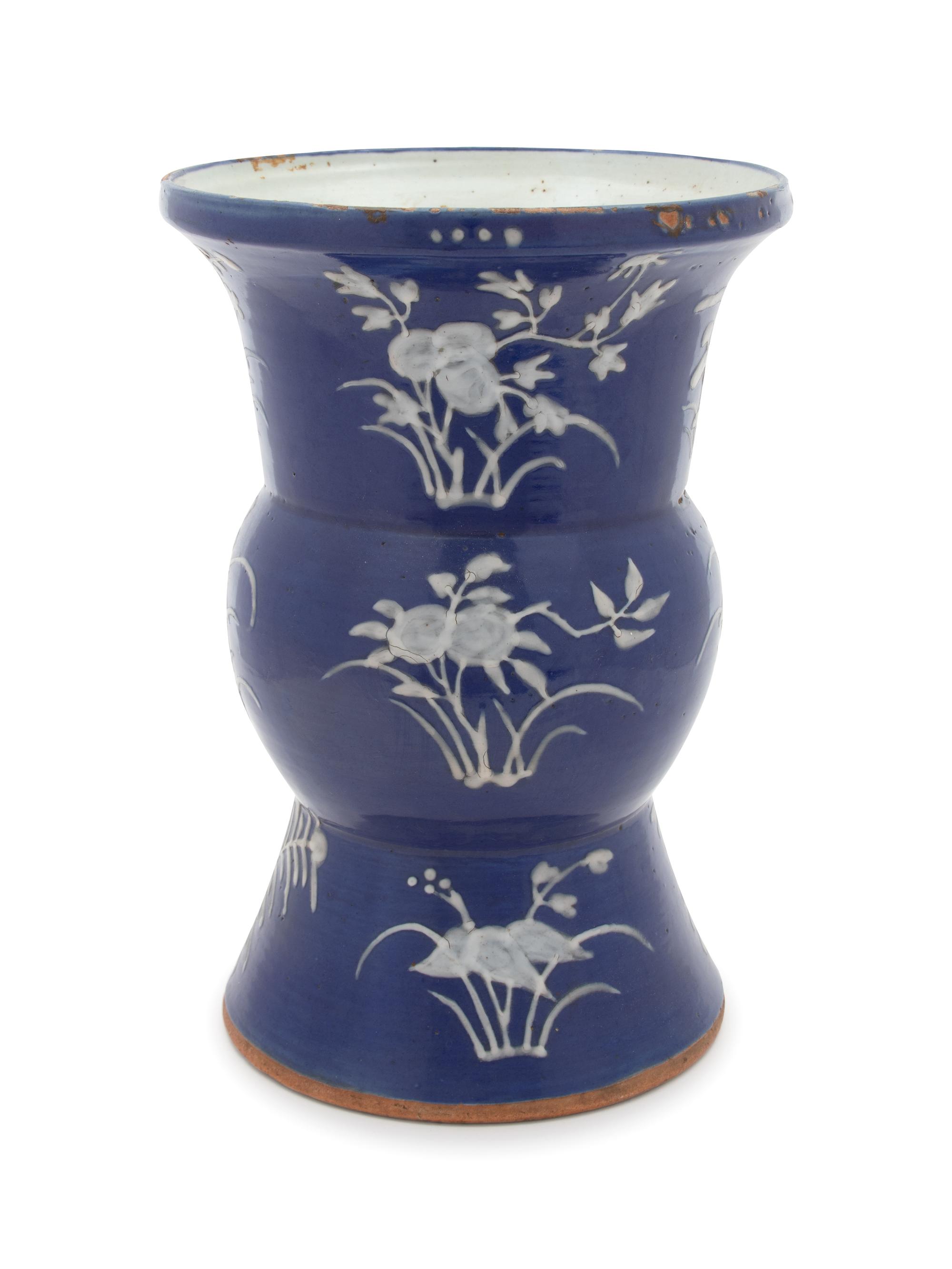 A Chinese Glazed Terracotta Gu-form Vase — 19TH CENTURY