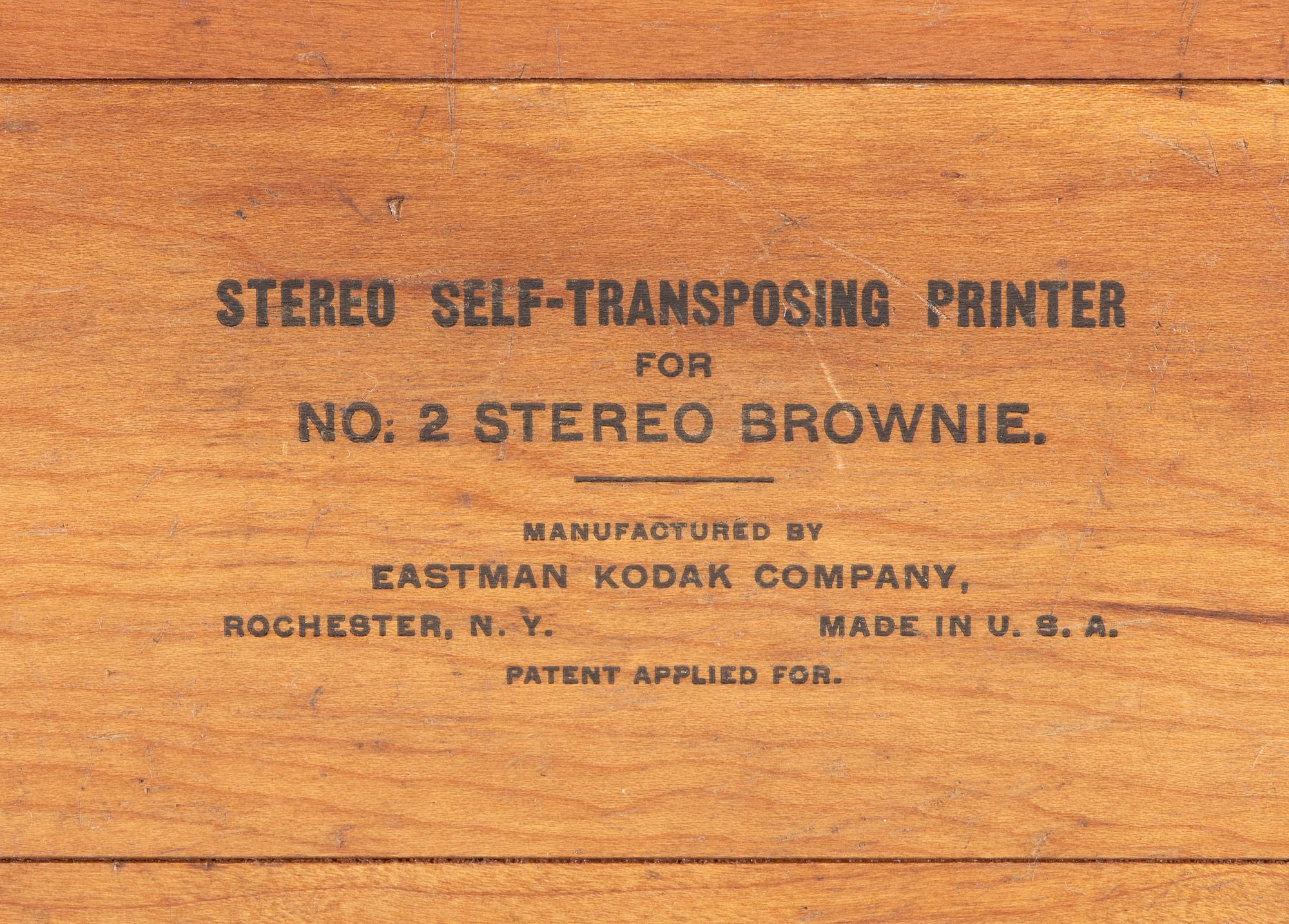 [EARLY PHOTOGRAPHY]. Eastman Kodak Co., No. 2 Stereo Brownie camera with stereo self-transposing printer. Rochester, NY, ca 1905-1910.