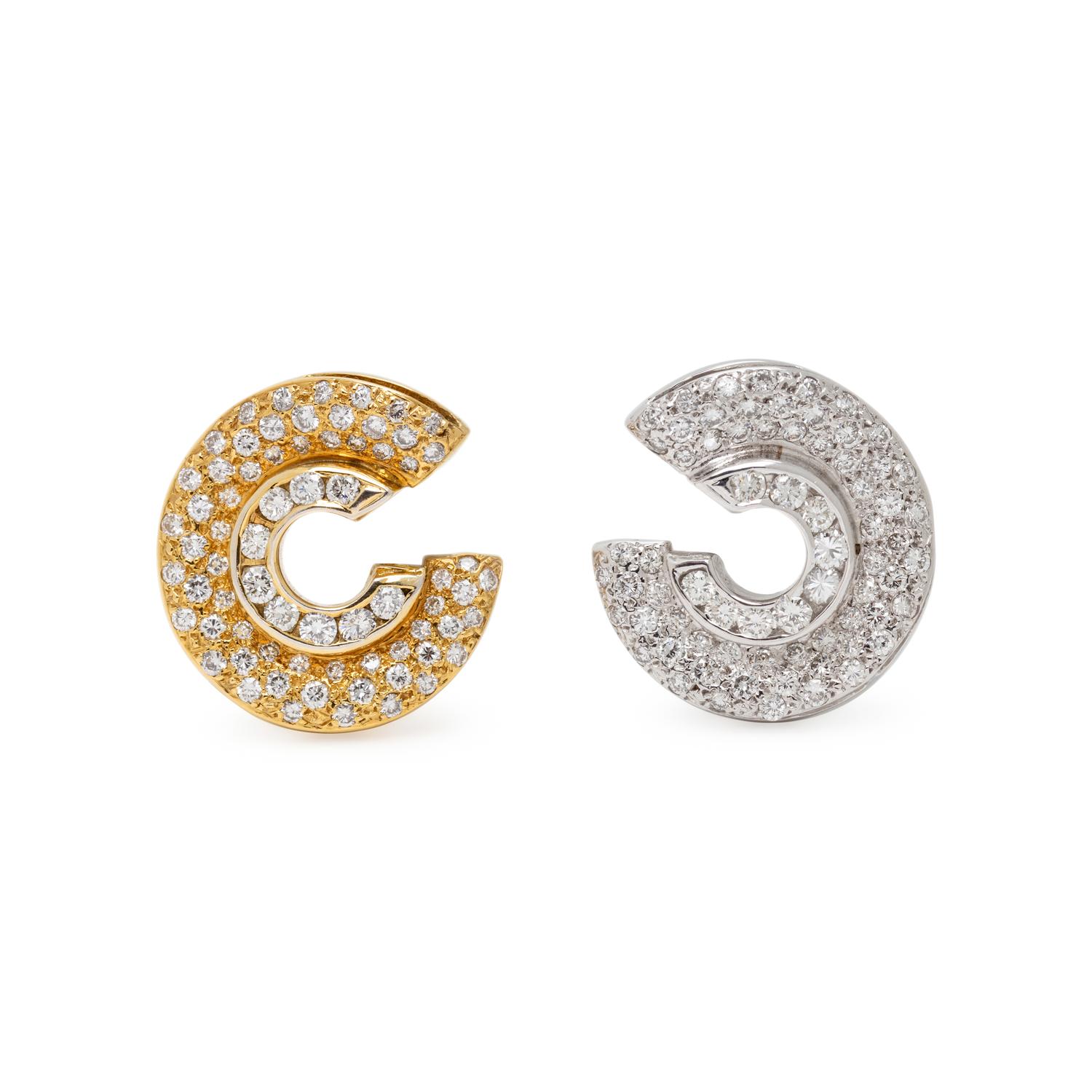 DIAMOND AND BICOLOR GOLD EARRINGS
