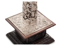 A Chinese Export Silver 'Bamboo' Candle Holder