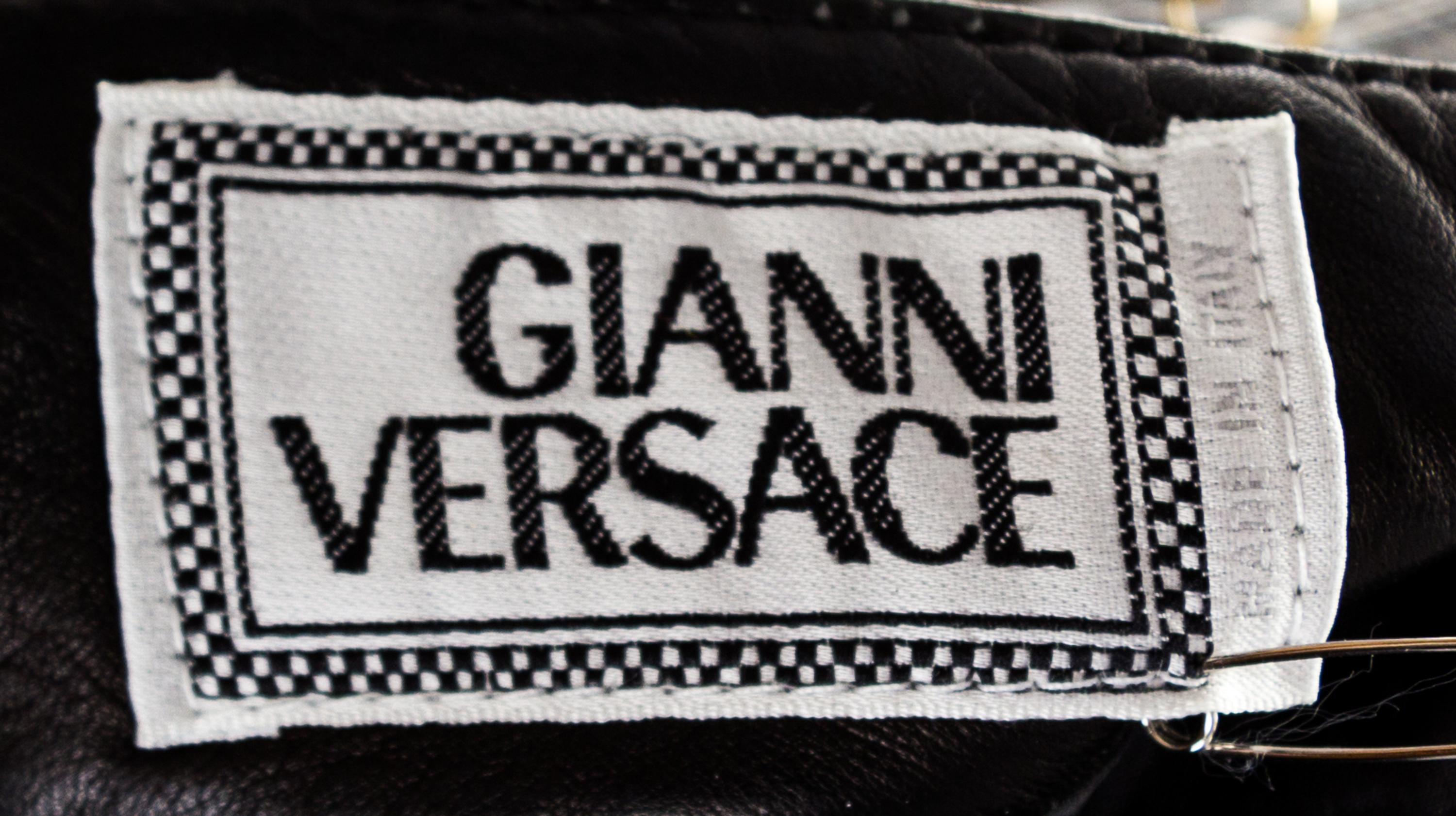Gianni Versace Black Leather Men's Pants, A/W 1992 Size label: 52