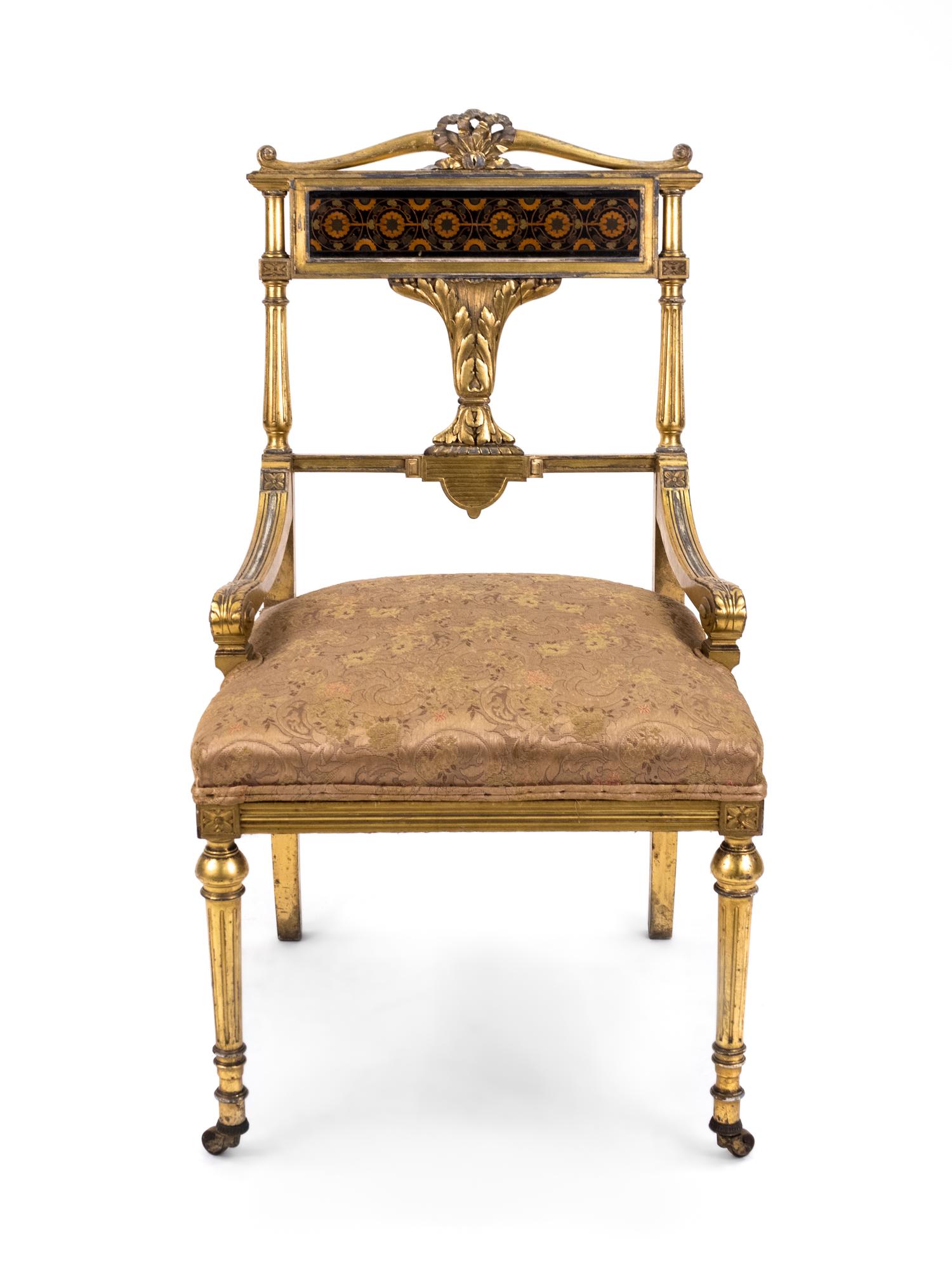 An American Aesthetic Inlaid and Gilded Side Chair