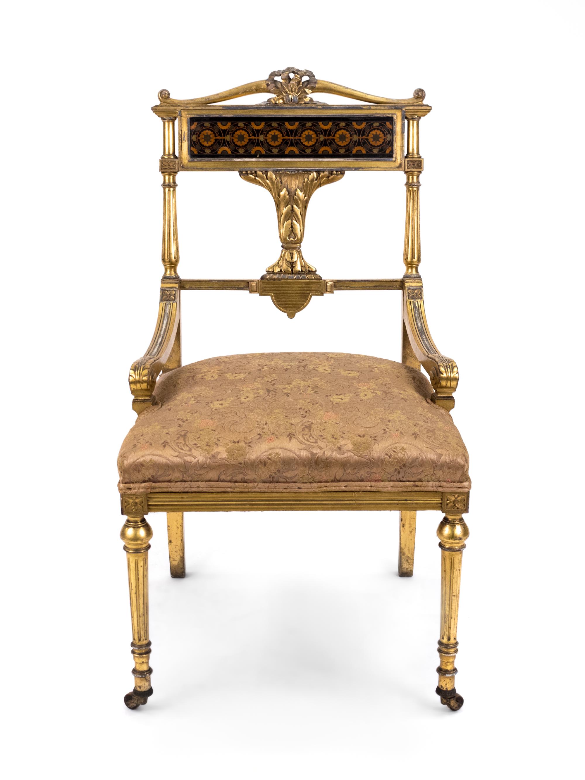 An American Aesthetic Inlaid and Gilded Side Chair