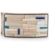 Silver and Mosaic Inlay Belt Buckle