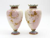 A Pair of Royal Worcester Porcelain Vases Height 7 1/2 inches. — 1894