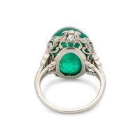 ART DECO, EMERALD AND DIAMOND RING