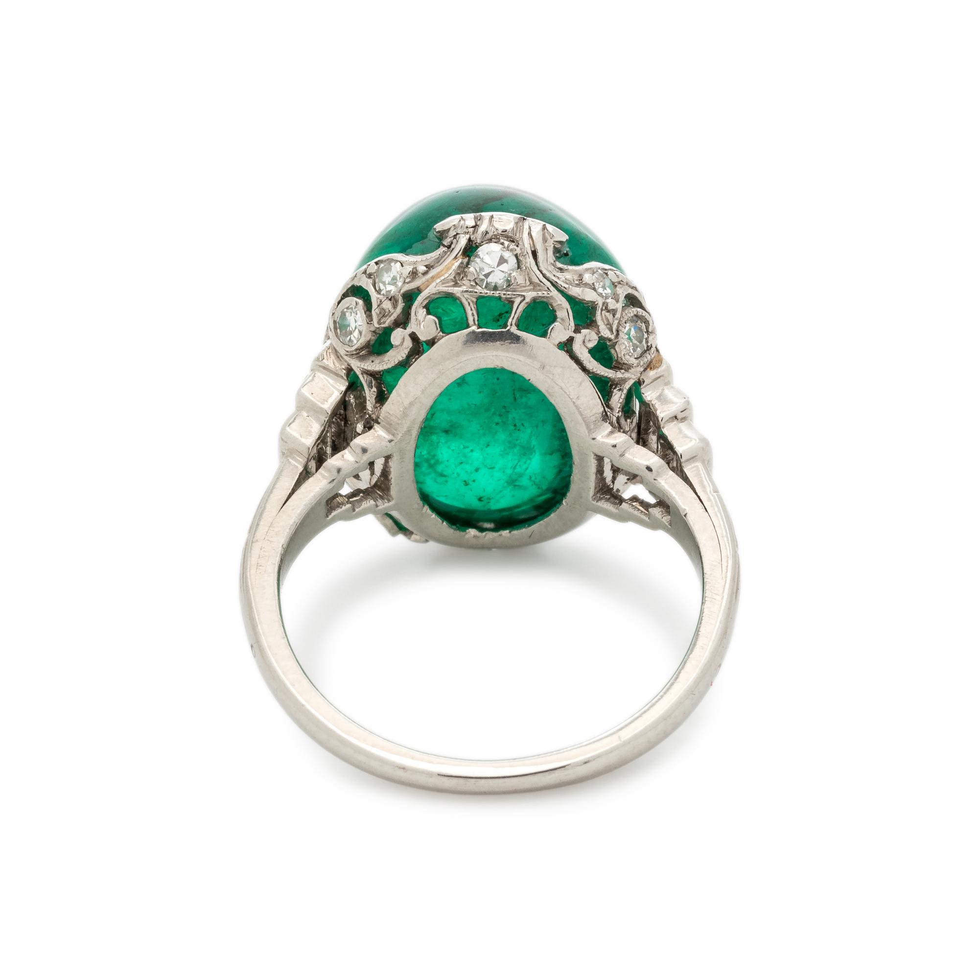 ART DECO, EMERALD AND DIAMOND RING