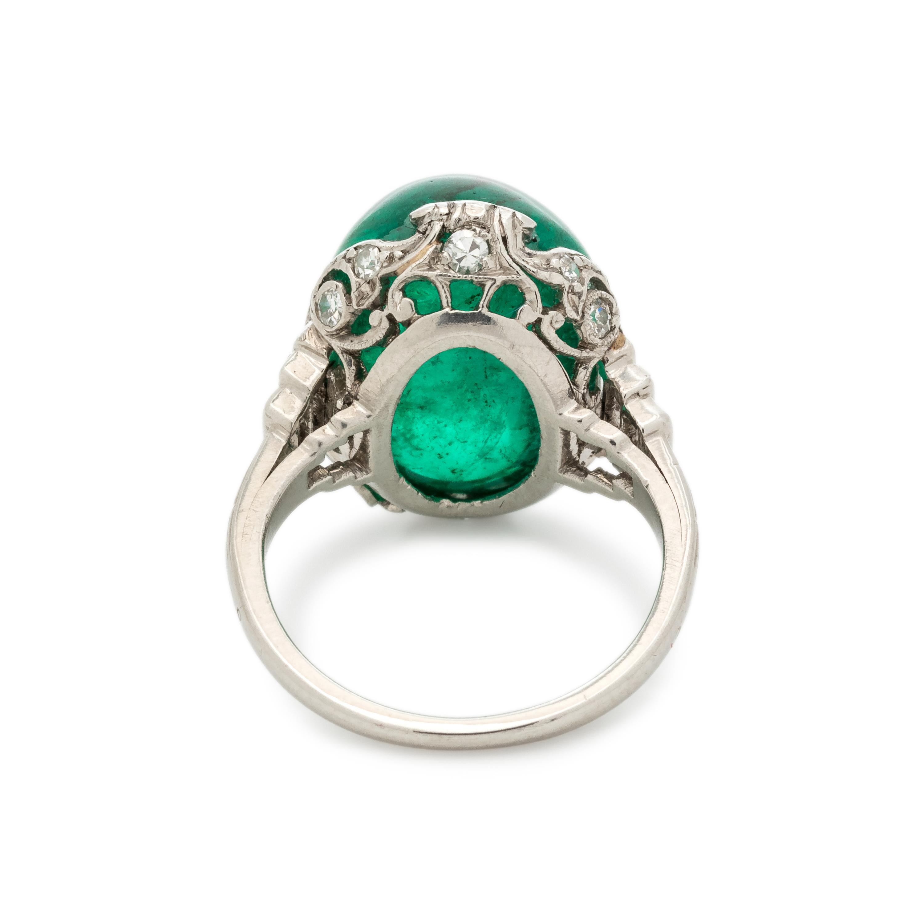 ART DECO, EMERALD AND DIAMOND RING