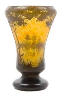 A Daum Cameo Glass Vase Height 8 1/2 inches.