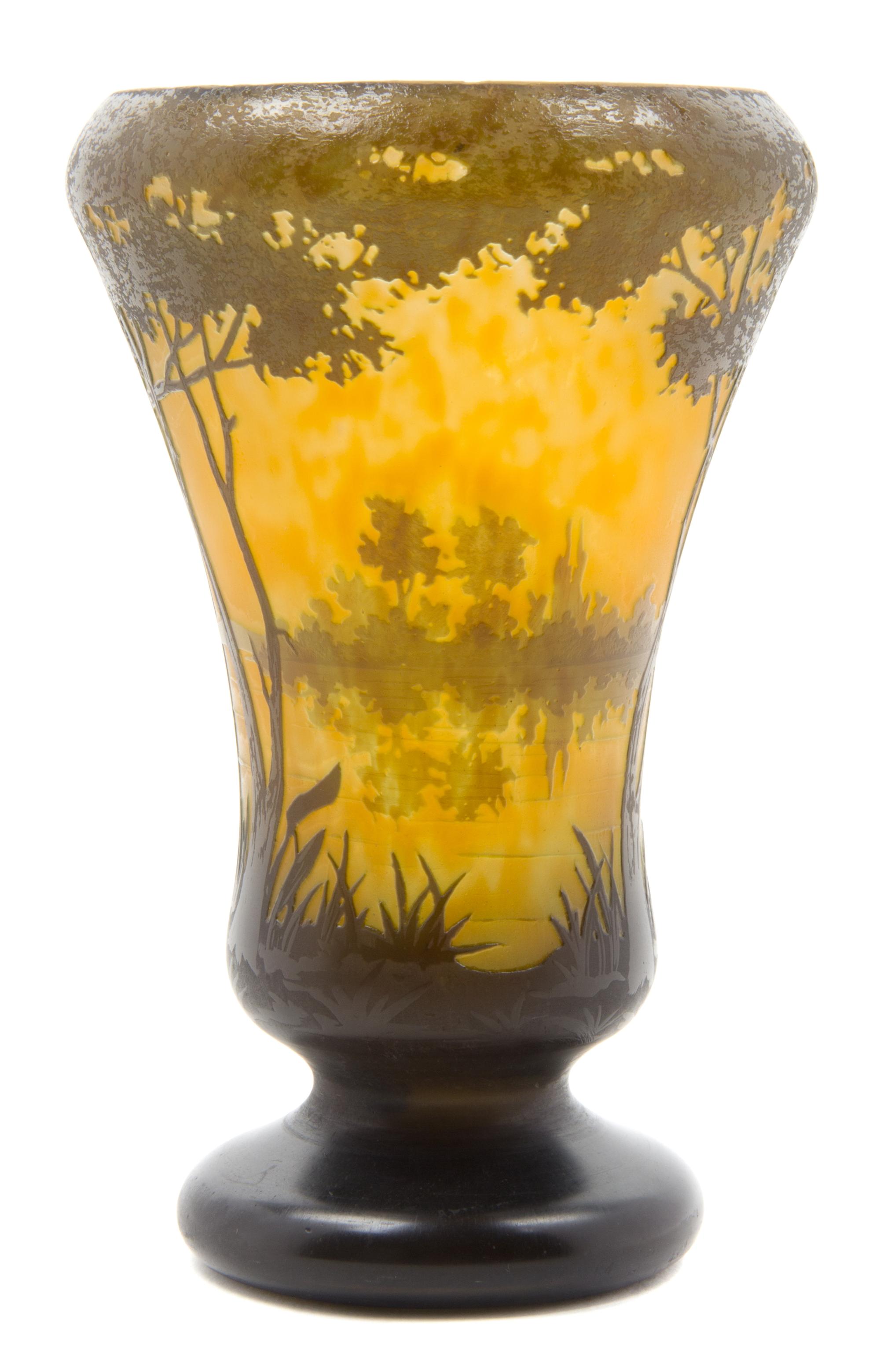 A Daum Cameo Glass Vase Height 8 1/2 inches.