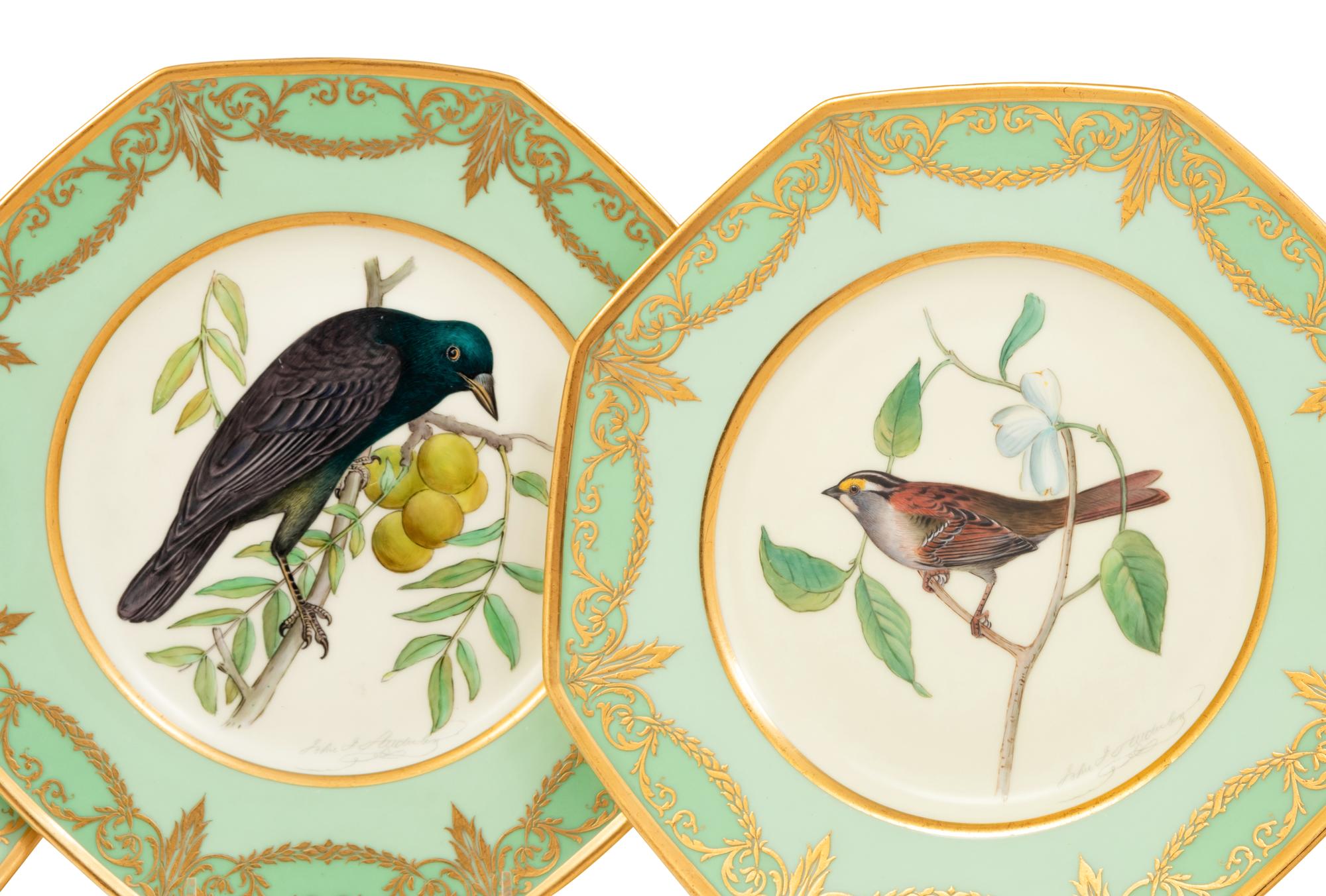 A Set of Eight Royal Worcester Porcelain Plates with Painted Birds from Audubon's Birds of America