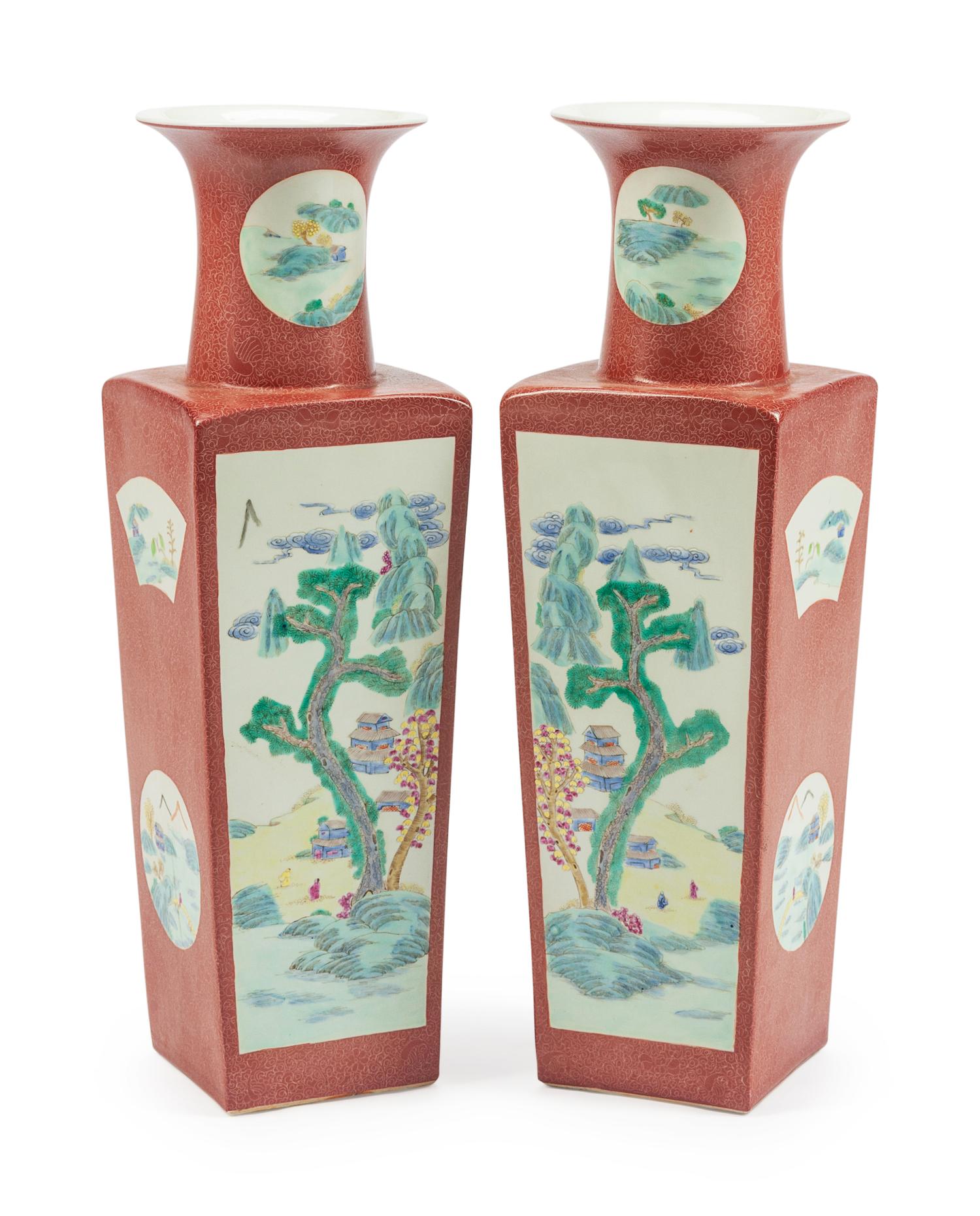 A Pair of Chinese Export Porcelain Vases